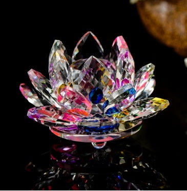 Quartz Crystal Lotus Flower Glass Fengshui Home Decor