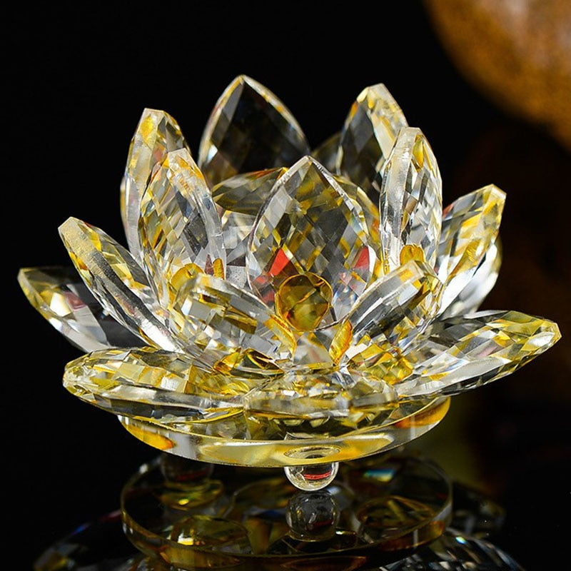 Quartz Crystal Lotus Flower Glass Fengshui Home Decor