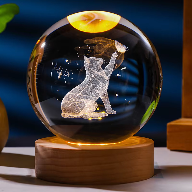 The Cat - 3D Crystal Ball with color changing LED Base – The perfect gift for cat lovers 🐾