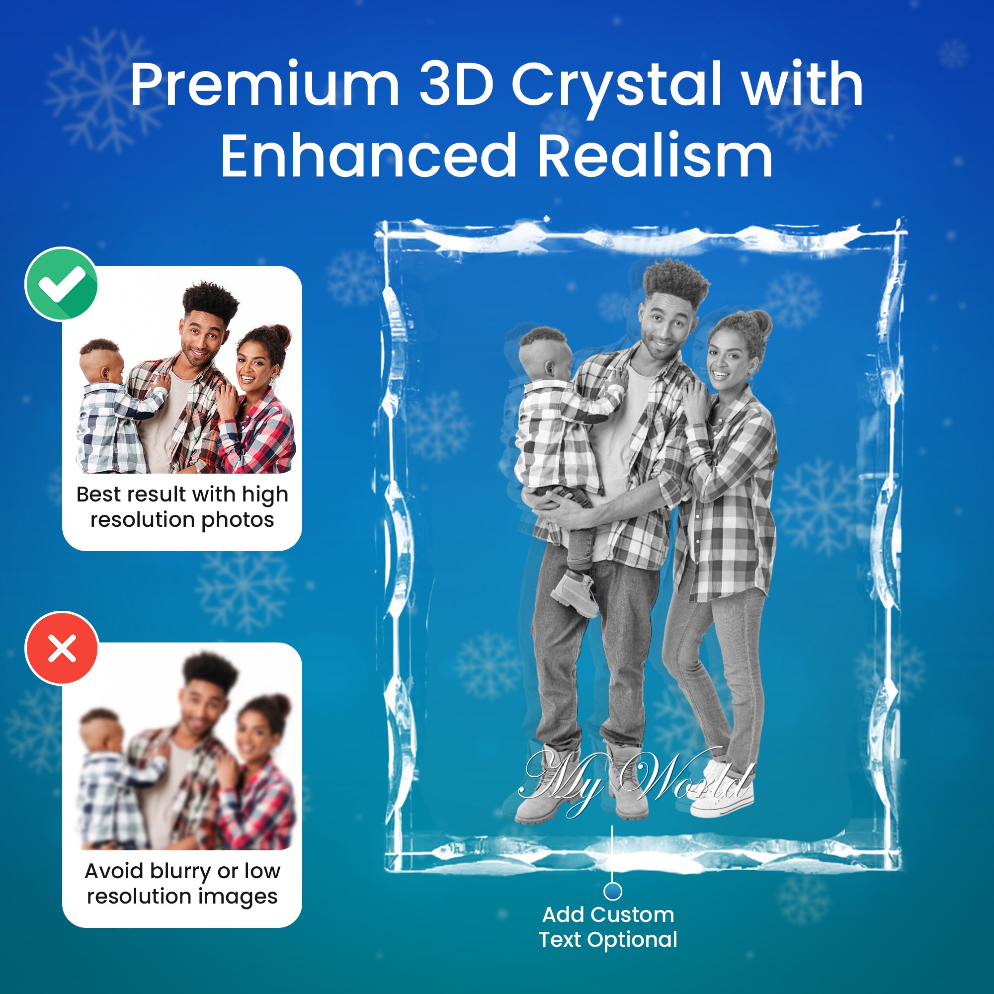 Medium Notch 3D Crystal - Vertical