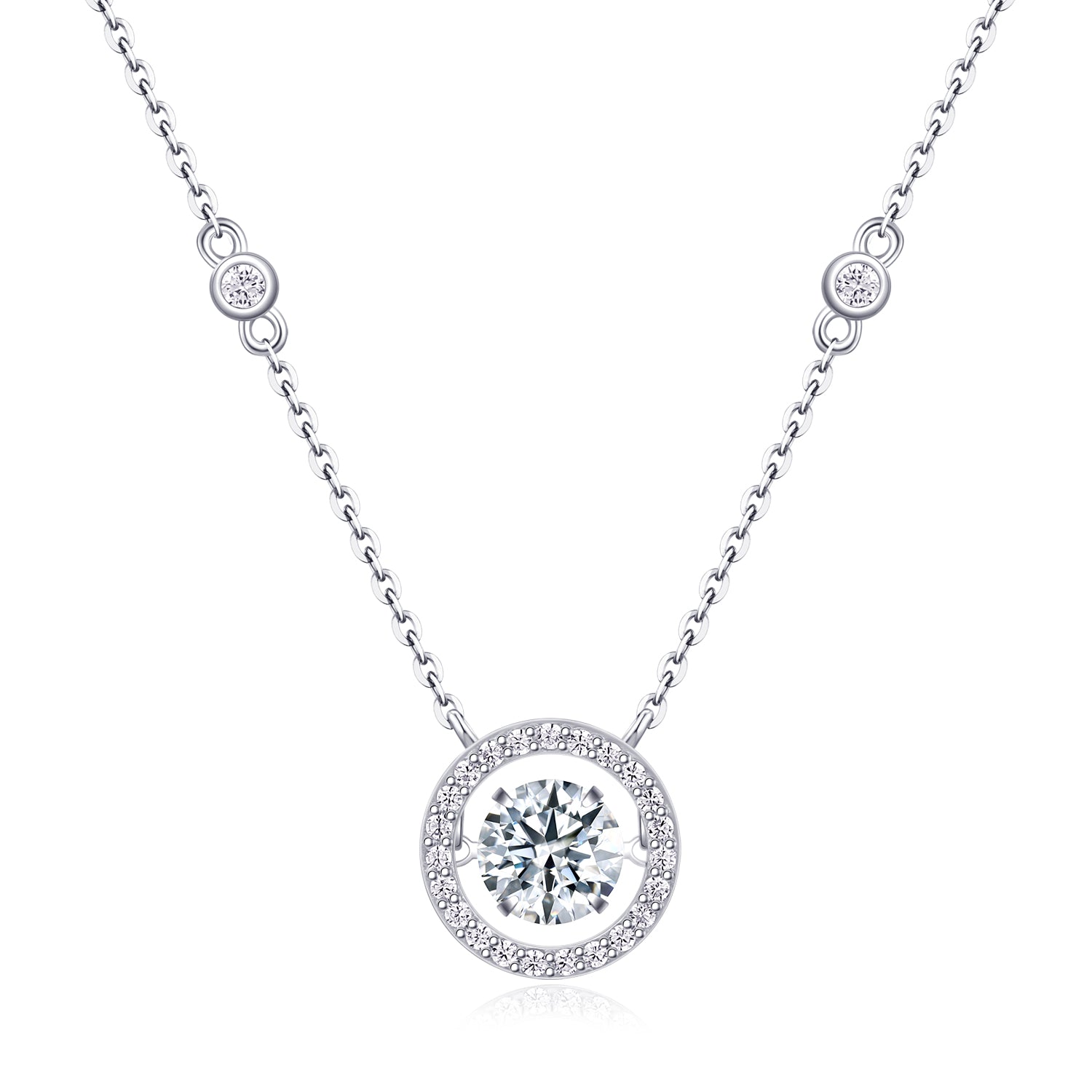 Fashionable Diamond necklace S925 Sterling Silver And Platinum-plated Pendant