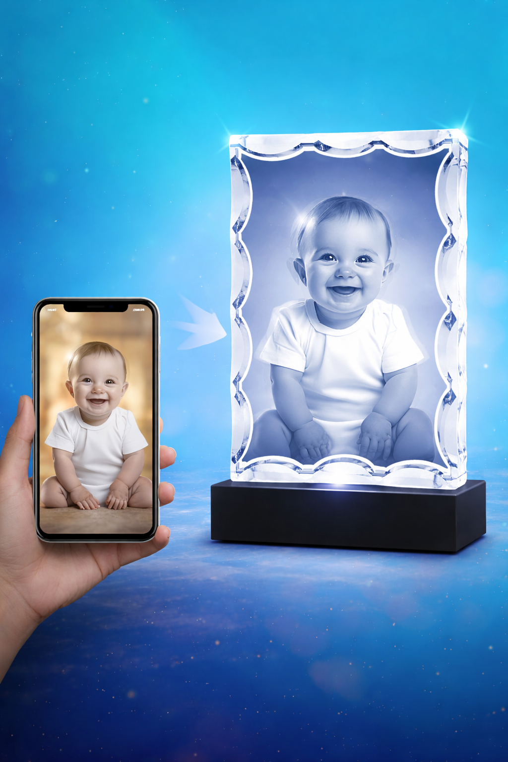 Medium Notch 3D Crystal - Vertical