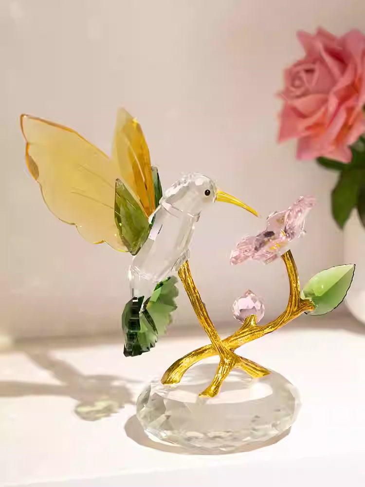 Glass Display Living Room Home Decor Desktop Crystal hummingbird Ornament