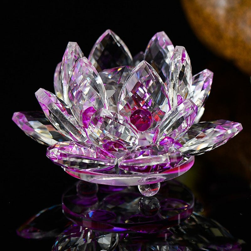 Quartz Crystal Lotus Flower Glass Fengshui Home Decor