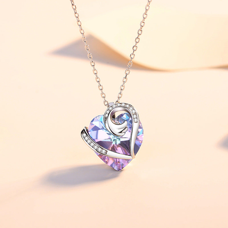 Sterling Silver Fashion Crystal Love Necklace