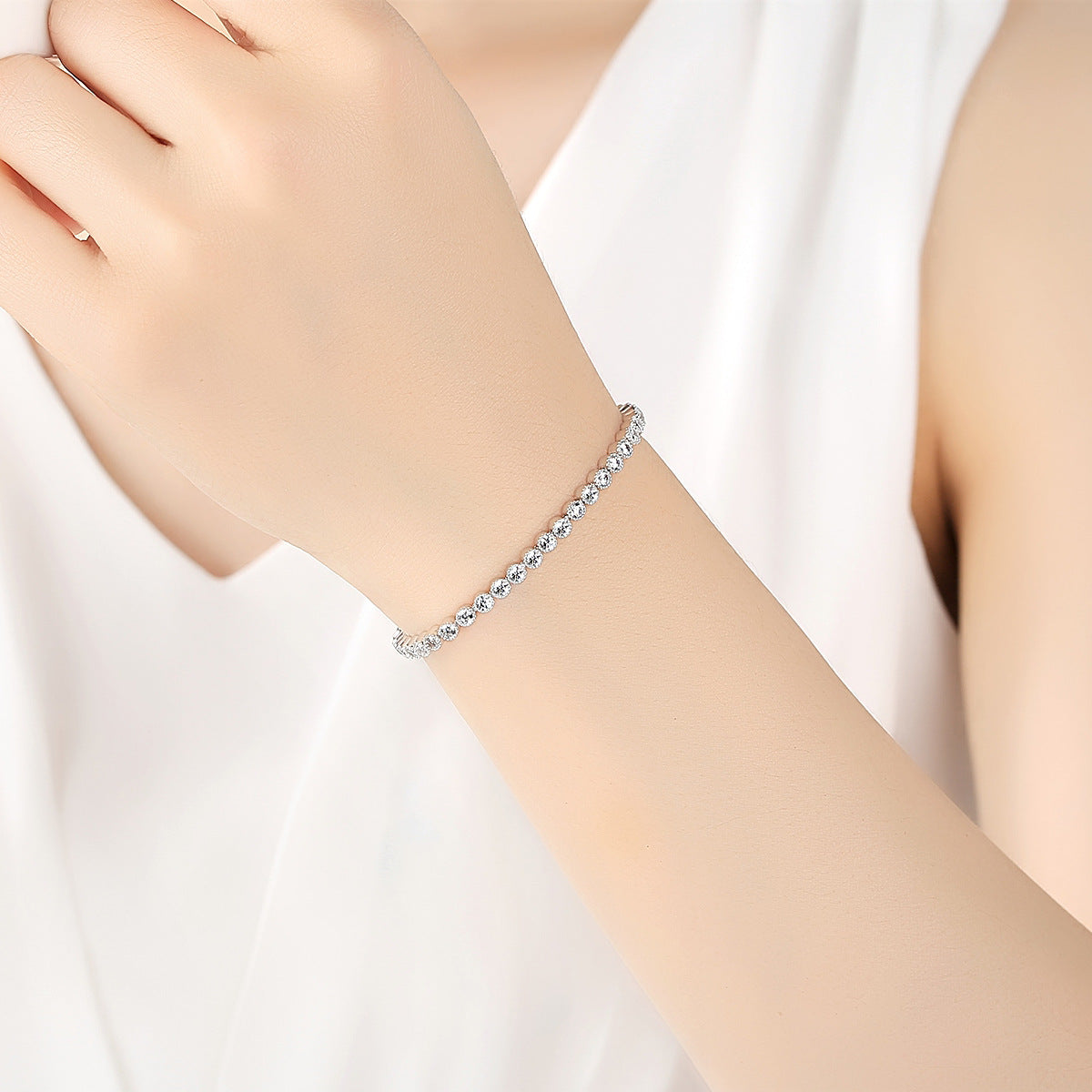 925 Sterling Silver Bracelet with  Zircon Korean