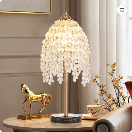 Elegant Crystal Table Lamp Teardrop Grape Crystal Bead String Shades