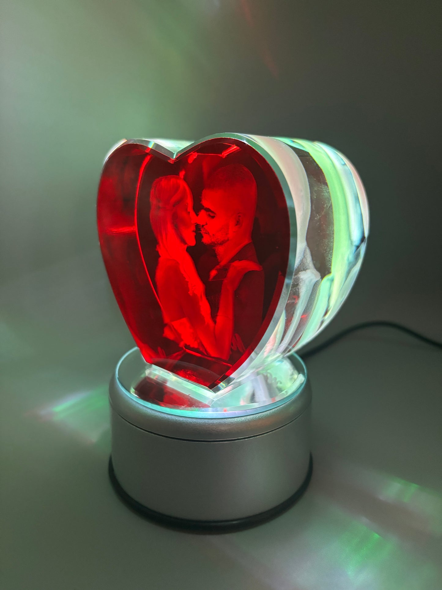 Heart shaped 3D crystal with red background