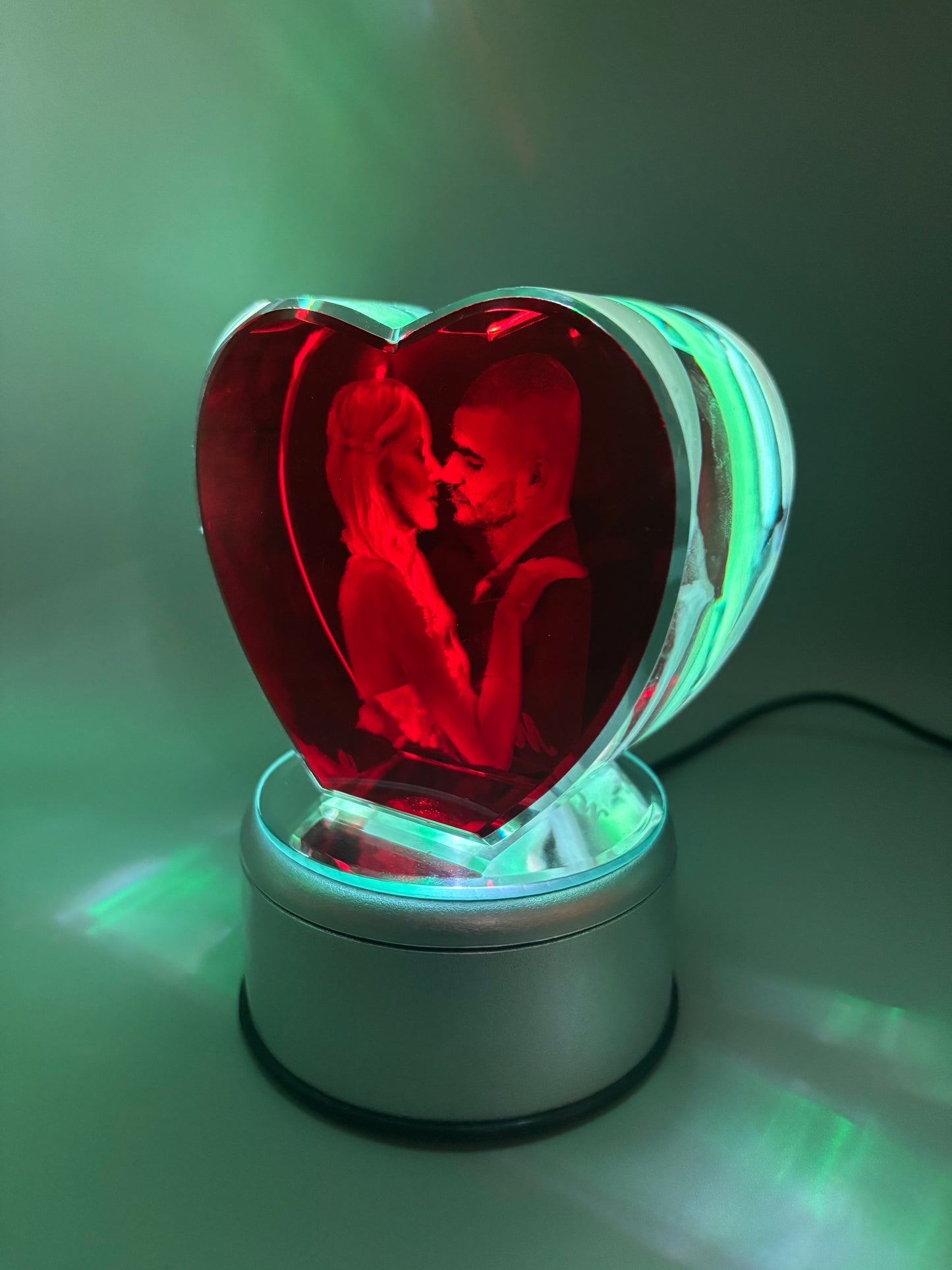 Heart shaped 3D crystal with red background