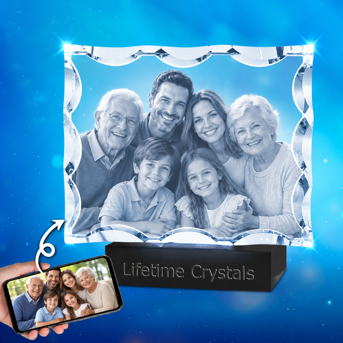 Extra Large Notch 3D Crystal - Horizontal