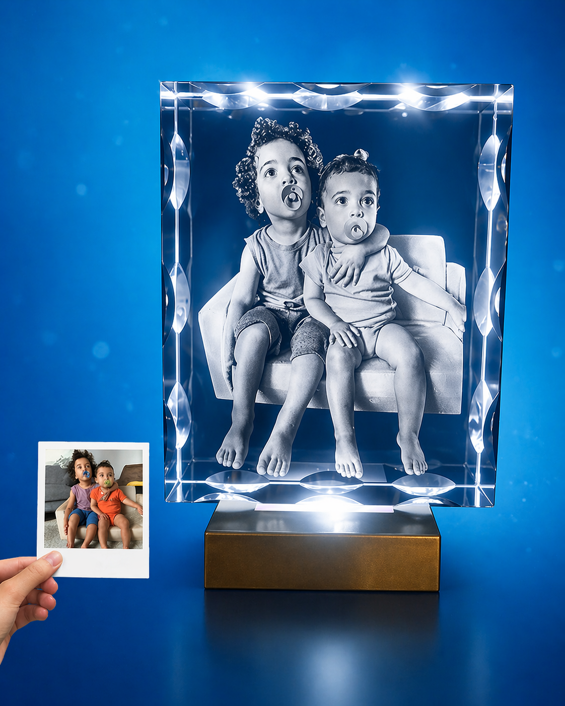 Medium Notch 3D Crystal - Vertical