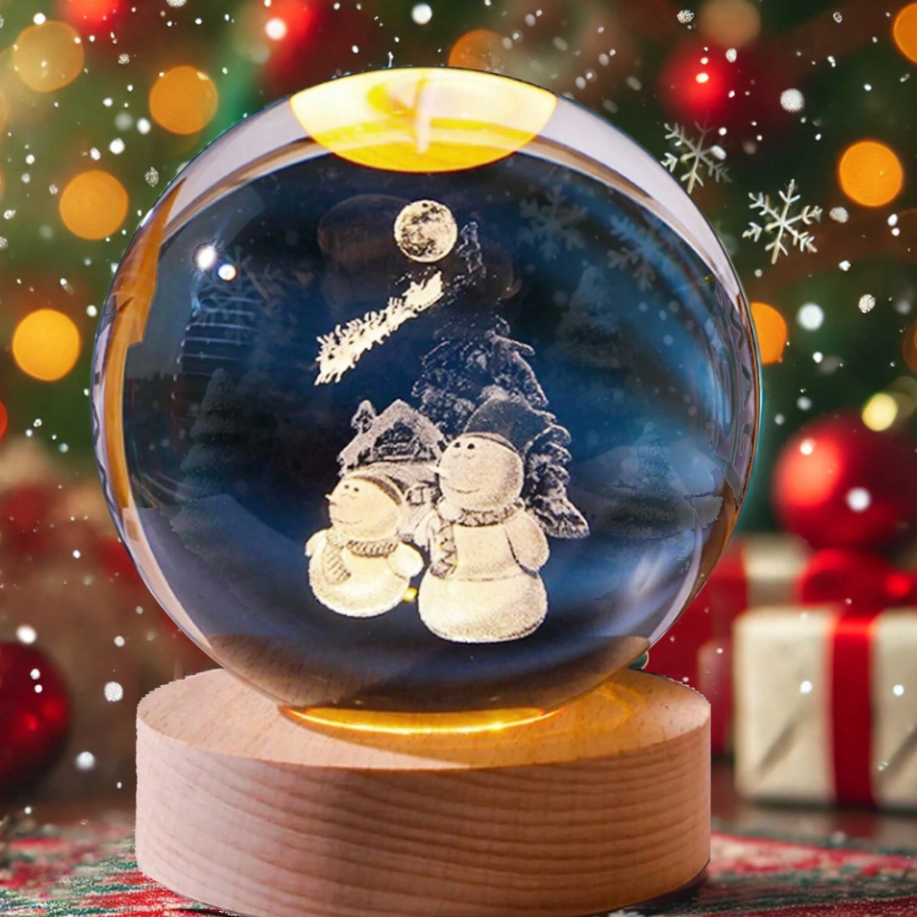 Snowman 3D Crystal Ball Gift – Color-Changing LED Light with Remote