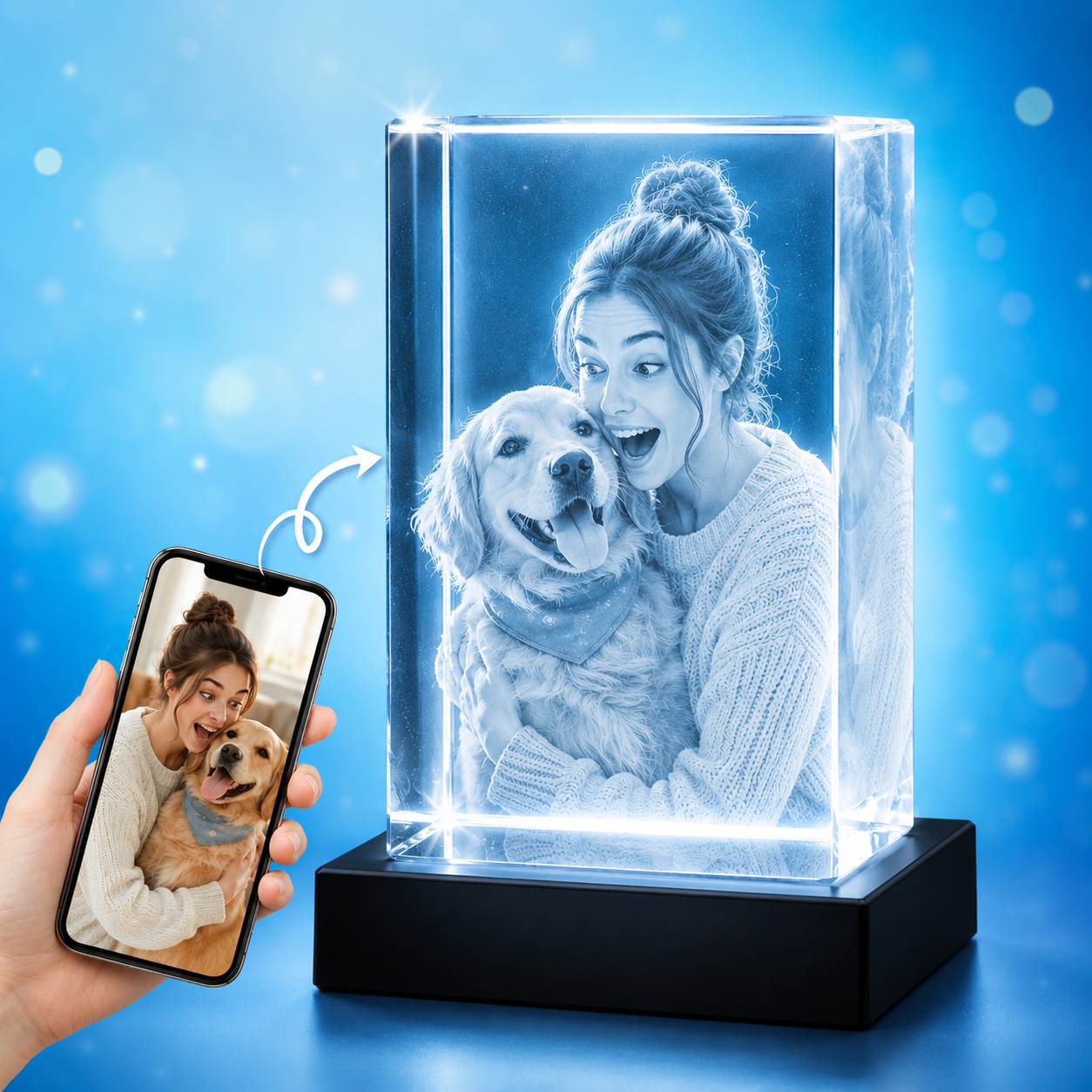 Small 3D Tower Crystal - Vertical
