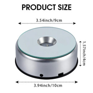 Round, Silver, 360 Degree Rotating, LED Light Base