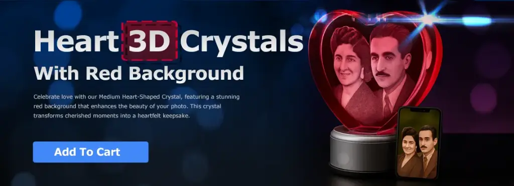 heart 3d crystals with red background