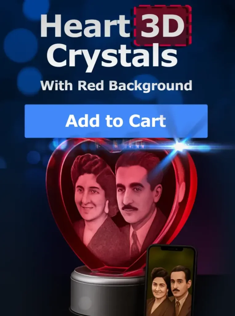 heart 3d crystals with red background
